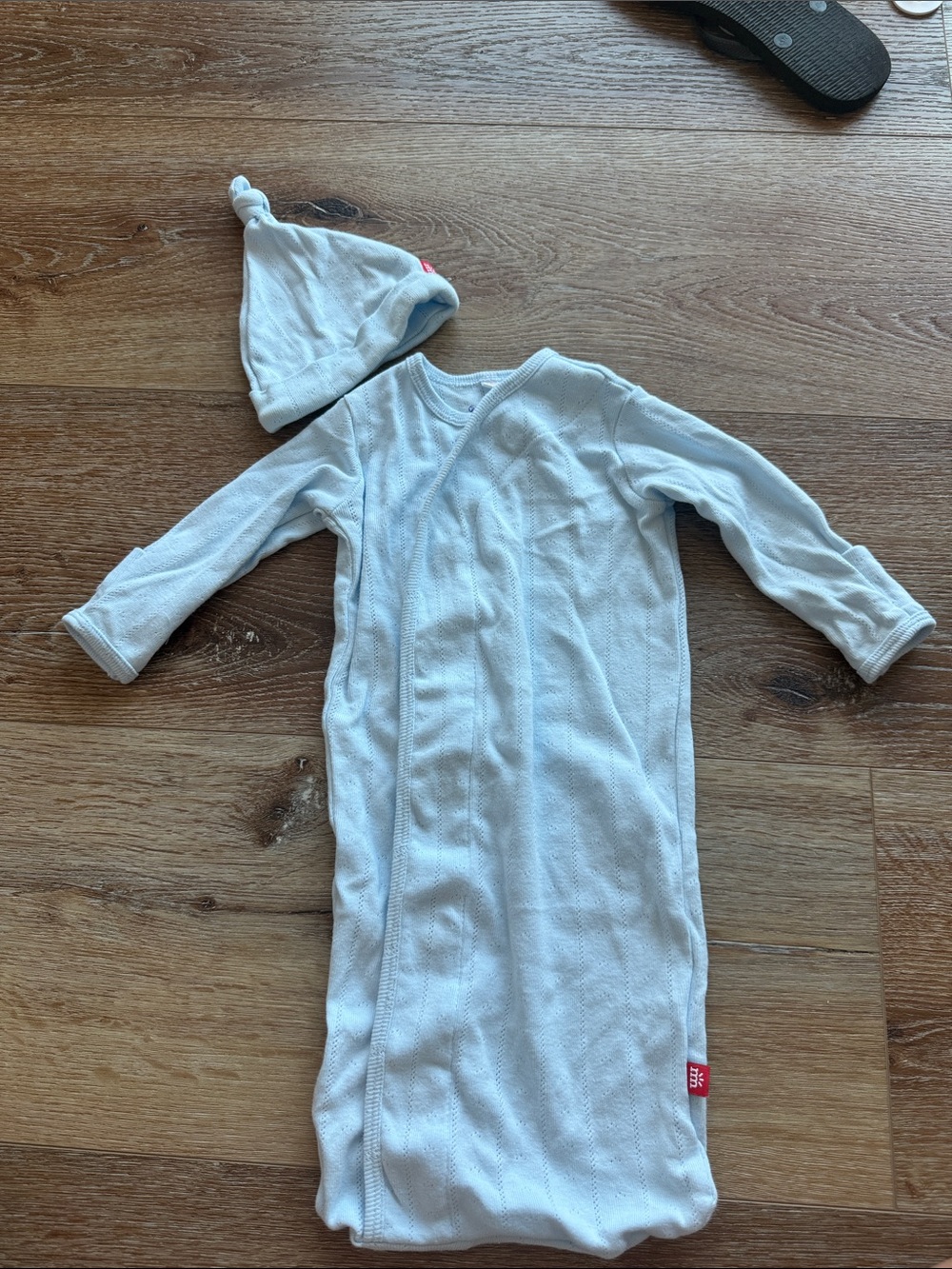 Magnetic Me Light Blue Infant Sleep Gown with Knot Hat